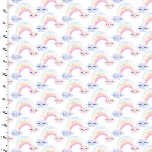 Cotton Craft Fabric 110cm wide x 1m Unicorn Utopia Collection Rainbows Sewing Online 16572-WHT