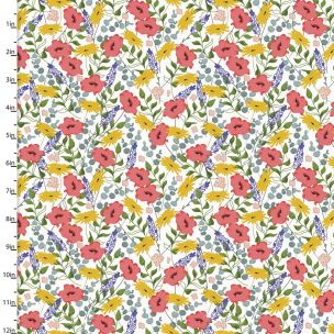 Cotton Craft Fabric 110cm wide x 1m Feed The Bees Collection-Floral Sewing Online 17214-WHT