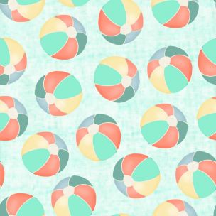 Cotton Craft Fabric 110cm wide x 1m Beach Travel Collection-Beach Balls Sewing Online 17340-TRQ