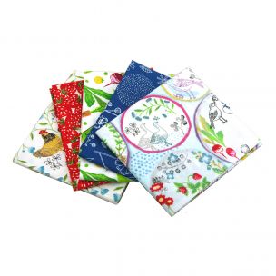 Fat Quarter Bundle Farm Fresh 2 Birds | Pack of 5 Fat Quarters by FE0048 Sewing Online FE0048