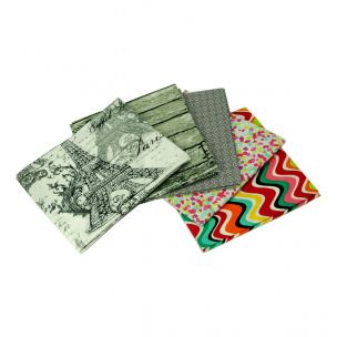 French Themed Pack of 5 Cotton Fat Quarters Sewing Online FE0097