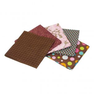 Brown Dots and Floral Themed Pack of 5 Cotton Fat Quarters FE0099 Sewing Online FE0099