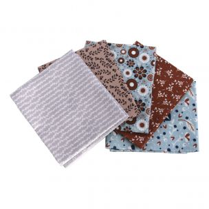 Flowers & Leaves Themed Pack of 5 Cotton Fat Quarters Sewing Online FA227