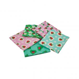 Indie Pop Strawberry Themed Pack of 5 Cotton Fat Quarters Sewing Online FA242