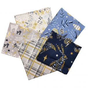 Majestic Winter Design Fat Quarter Bundle-Pack of 5 Cotton Fat Quarters Sewing Online FE0139