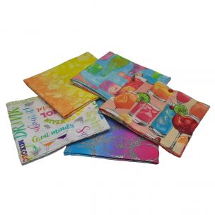 Mixology Cocktail Design 2 Metallic Design Fat Quarter Bundle-Pack of 5 Cotton Fat Quarters Sewing Online FE0129