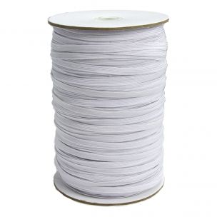 Braided Elastic Flat 8 Cord White 6mm x 200m Sewing Online GA06-WHT