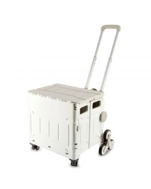 Plastic Folding Trolley Grey | Craft/Sewing and Hobby Box with Stair Climbing Wheels | 47 x 52 x 41cm Sewing Online YN8812-GREY