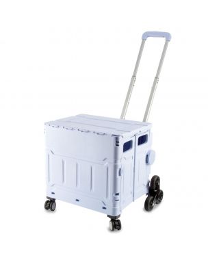 Plastic Folding Trolley Purple | Craft/Sewing and Hobby Box with Stair Climbing Wheels | 47 x 52 x 41cm Sewing Online YN8812-PURPLE