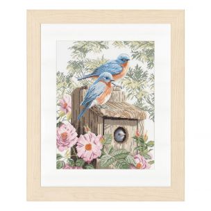 Counted Cross Stitch Kit: Garden Blue Birds (Evenweave) Lanarte PN-0008197