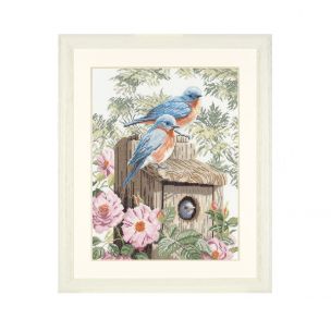 Counted Cross Stitch Kit: Garden Bluebirds (Aida,W) Lanarte PN-0008325