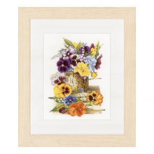 Counted Cross Stitch Kit: Pot of Pansies (Aida,W) Lanarte PN-0154464