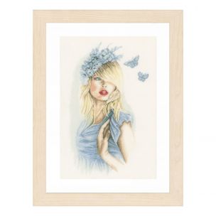 Counted Cross Stitch Kit: Blue Butterflies (Linen) Lanarte PN-0155691