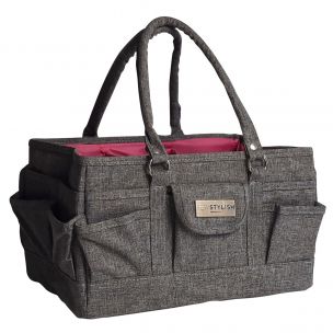 Craft Organiser Bag Heather Grey, Collapsible Caddy and Tote with Compartments for Sewing, Scrapbooking, Paper Craft and Art Sew Stylish PT900-HEATHER-GREY