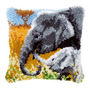 Latch Hook: Cushion: Elephant Baby & His Mother Vervaco PN-0147955