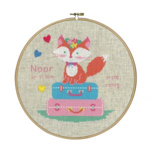 Counted Cross Stitch Birth Record: Lief! Fox on Travel Vervaco PN-0155354