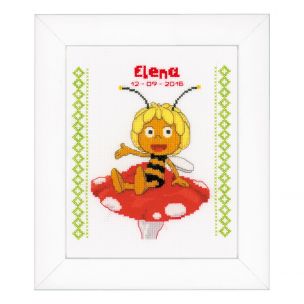 Counted Cross Stitch Birth Record: Maya: Maya on Mushroom Vervaco PN-0155763